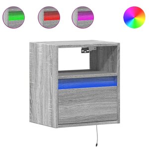 vidaXL Tables de chevet murales avec lumières LED 2 Pièces sonoma gris