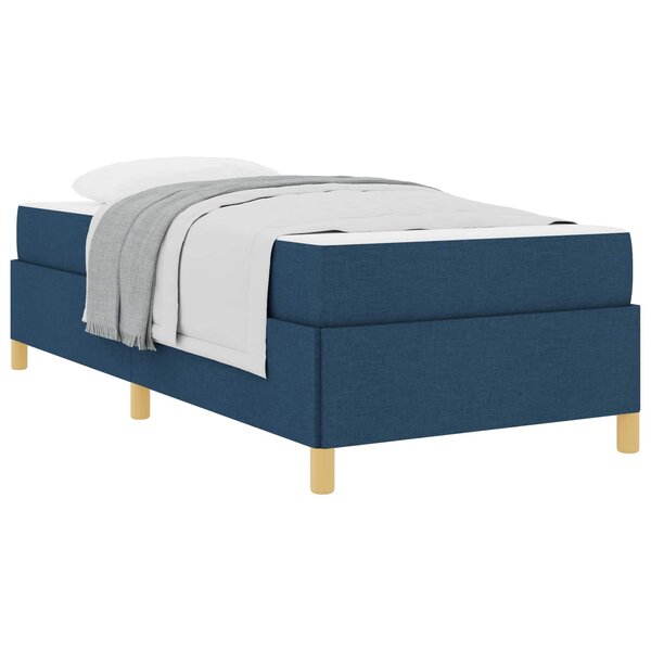 vidaXL Cadre de lit avec matelas Bleu 90 x 200 cm tissu