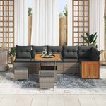 vidaXL Ensemble de canapé de jardin avec coussin 9 Pièces Gris