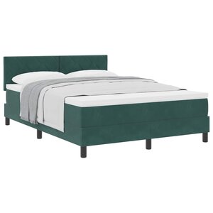 vidaXL Lit à ressorts avec tête de lit Vert foncé 140 x 190 cm Velours