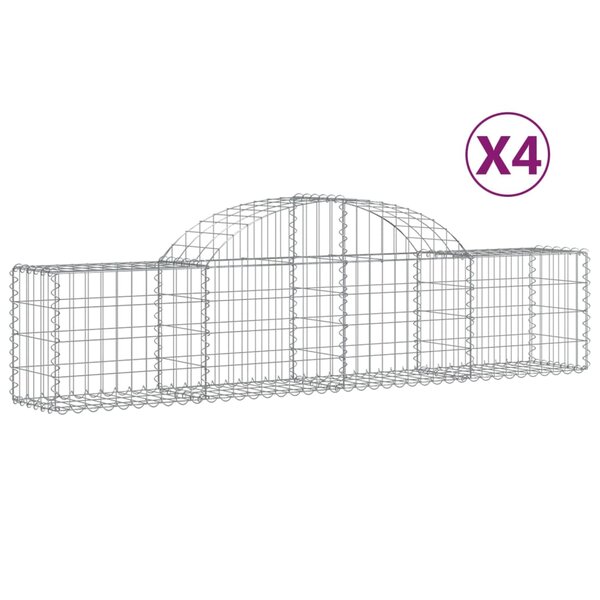 vidaXL Paniers à gabions arqués 4 Pièces 200x30x40/60 cm Fer galvanisé