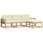 vidaXL Ensemble de canapés d'extérieur 4 pc Blanc et crème Polyester