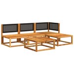 vidaXL Ensemble de canapés de jardin 5 pièces avec coussins en bois d'acacia et rotin