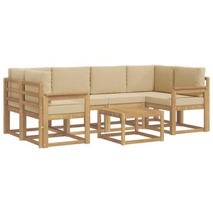 vidaXL Ensemble de canapés d'extérieur 7 pc Blanc et Beige
