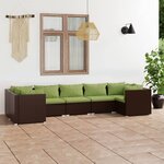 vidaXL Salon de jardin 7 Pièces avec coussins Résine tressée Marron