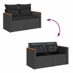 vidaXL Salon de jardin 6 Pièces avec coussins noir résine tressée acacia