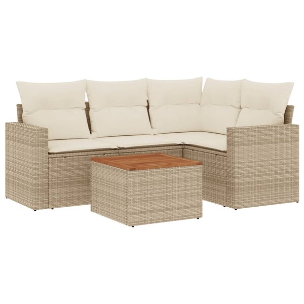 vidaXL Salon de jardin avec coussins 5 Pièces beige résine tressée