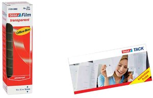 lot de 10 rouleaux de ruban adhésif  transparent  15 mm x 10 m TESA