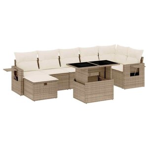 vidaXL Salon de jardin avec coussins 8 Pièces beige résine tressée