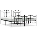 vidaXL Cadre de lit métal sans matelas avec pied de lit noir 160x200cm