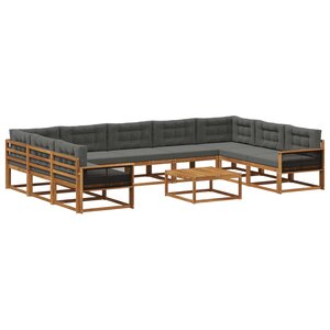 vidaXL Ensemble de canapés d'extérieur 10 Pièces Naturel et Anthracite