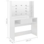 vidaXL Table de maquillage avec éclairage LED MDF Blanc brillant