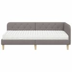 vidaXL Cadre de lit d'angle avec matelas Taupe 100 x 200 cm tissu