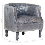 Vidaxl fauteuil tube gris 62x58x65 cm cuir véritable