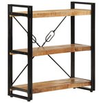 vidaXL Bibliothèque 3 niveaux 77x30x80 cm bois massif manguier et fer