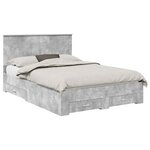 vidaXL Cadre de lit Gris béton 140 x 200 cm Bois d'ingénierie