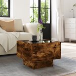 vidaXL Table d'appoint et LED chêne fumé 40x40x30 cm bois d'ingénierie