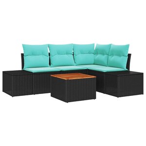 vidaXL Ensemble de canapé de jardin avec coussin 5 Pièces Noir polyrotin