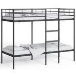 vidaXL Lit superposé sans matelas noir 75x190 cm acier