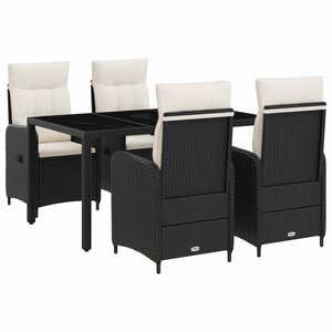 vidaXL Ensemble de repas extérieur 5 Pièces Noir et blanc crème