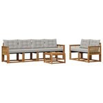 vidaXL Ensemble de canapés d'extérieur 7 Pièces Naturel et gris clair
