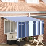 vidaXL Auvent Rétractable Rayé bleu et blanc 350 x 250 cm Tissu
