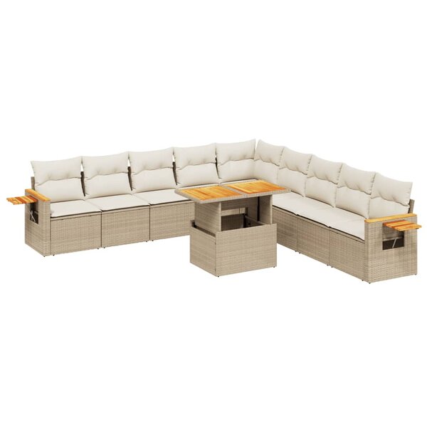 vidaXL Salon de jardin 11 Pièces avec coussins beige résine tressée