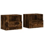 vidaXL Tables de chevet murales 2 Pièces chêne fumé 45x30x35 cm
