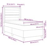 Lit Box Spring vidaXL avec Matelas & LED Marron Foncé 80x200 cm Tissu