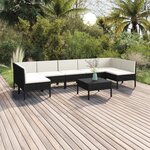 vidaXL Salon de jardin 8 Pièces avec coussins résine tressée noir