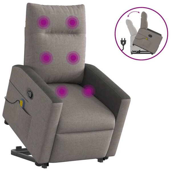 vidaXL Fauteuil inclinable de massage Taupe Tissu