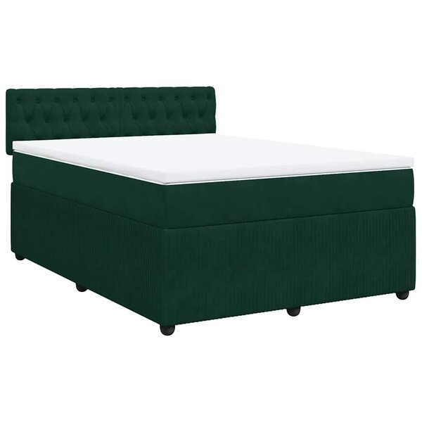 vidaXL Sommier à lattes de lit et matelas Vert foncé 160x200cm Velours