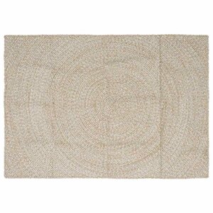 vidaXL Tapis de surface Naturel et Blanc 140 x 200 cm Jute