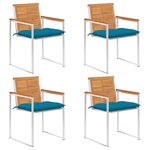 vidaXL Chaises de jardin 4 Pièces avec coussins Bois d'acacia massif