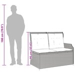 vidaXL Banc inclinable de jardin et coussins gris clair résine tressée