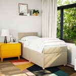 vidaXL Sommier à lattes de lit et matelas Crème 90x190 cm Tissu