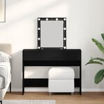 Table de maquillage vidaXL avec miroir et lumières LED en chêne noir en bois d'ingénierie