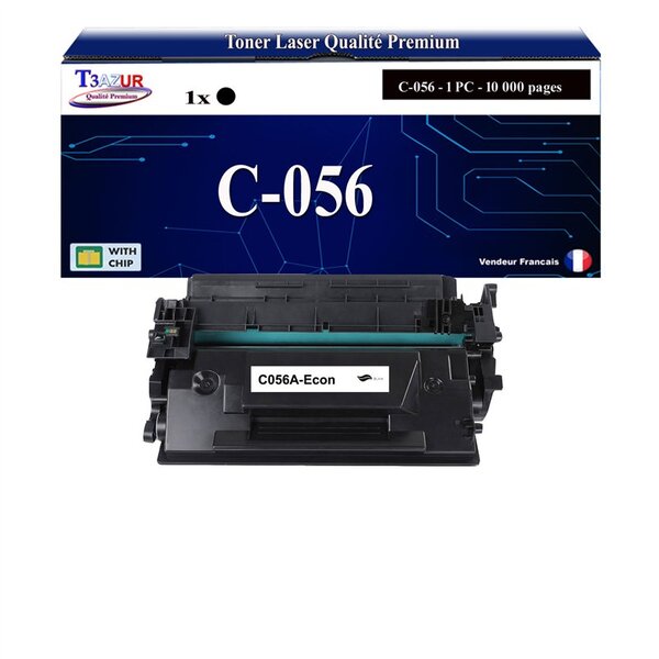 T3AZUR - Toner compatible avec Canon 056 (3007C002) pour Canon LBP-320  LBP-325x  MF-540  MF-542x  MF-543x Noir - 10 000p