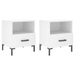 vidaXL Tables de chevet 2 Pièces blanc 40x35x47 5 cm bois d’ingénierie