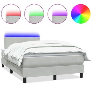 vidaXL Sommier à lattes de lit et matelas et LED gris clair 120x220cm velours