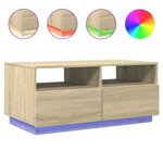 vidaXL Table basse avec lumières LED chêne sonoma 90x49x40 cm