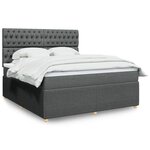vidaXL Sommier à lattes de lit avec matelas Gris foncé 180x200cm Tissu
