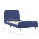 Vidaxl cadre de lit bleu tissu 90 x 200 cm