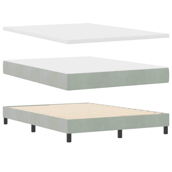 vidaXL Lit à ressorts avec matelas Gris clair 160x200 cm Velours