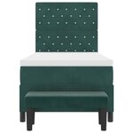vidaXL Lit à ressorts avec matelas Vert foncé 90 x 190 cm Velours
