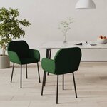 vidaXL Chaises à manger lot de 2 Vert foncé Velours