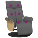 vidaXL Fauteuil inclinable de massage et repose-pieds gris foncé tissu