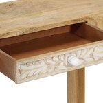 vidaXL Table console 110x30x75 cm bois de manguier massif blanchi