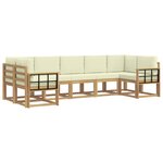 vidaXL Ensemble de canapés d'extérieur 7 pc Blanc et crème