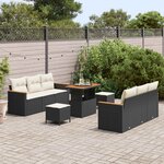 vidaXL Ensemble de canapé de jardin 9 Pièces Noir polyrotin